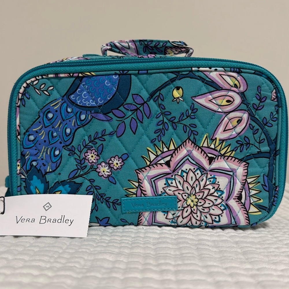 NEW Vera Bradley Blush and Brush Makeup Case bag Peacock Garden